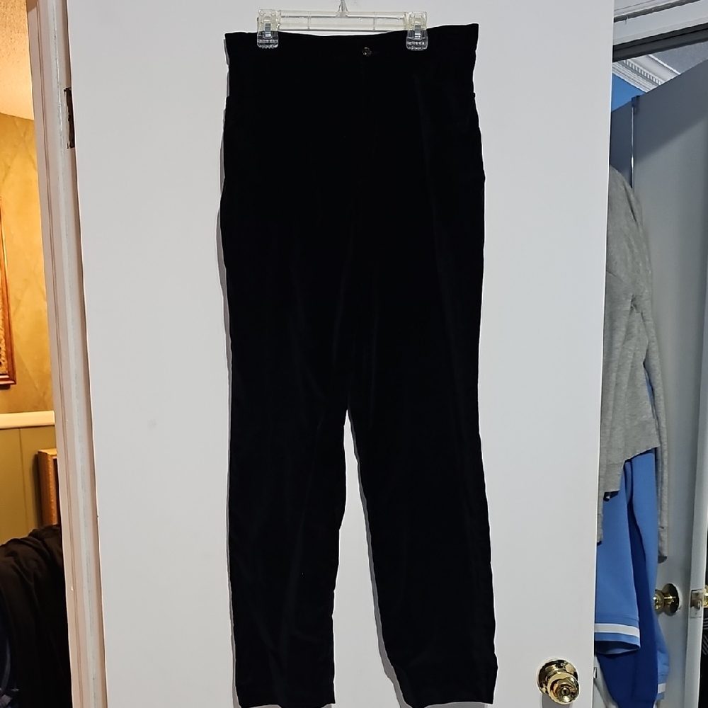 Liz Claiborne Black Velvet Dress Pants Sz 8 Cotton Cocktail Holiday Christmas
